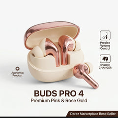 Buds 4 Pro Wireless Earbuds – Premium Sound, Deep Bass & All-Day Battery Life