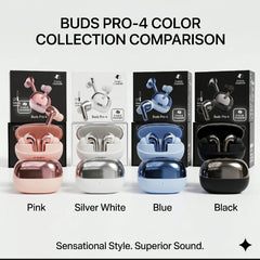 Buds 4 Pro Wireless Earbuds – Premium Sound, Deep Bass & All-Day Battery Life